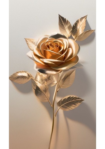 krem-Gold Gül Çiçek Kombini |çerçeveli Cam Tablo 3lü Dikey fırsatları