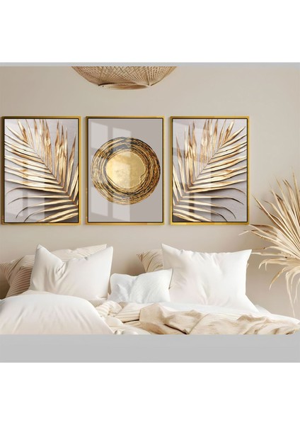 soft-Beyaz 3 Kombini|çerçeveli Temperli Cam Tablo 3lü Dikey