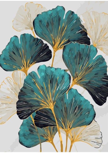 |turkuaz-Gold Kombini Sonsuzluk Çiçeği |çerçeveli Temperli Cam Tablo 3lü Dikey fırsatları