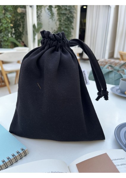 Siyah Çevre Dostu Bez Büzgülü Ipli Düzenleyici Kese,makyaj Çantası,bez Poşet modelleri