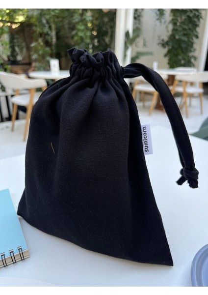 Siyah Çevre Dostu Bez Büzgülü Ipli Düzenleyici Kese,makyaj Çantası,bez Poşet fırsatları