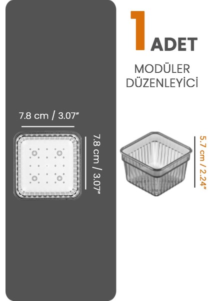 Modüler Çekmece Içi Düzenleyici - Banyo Makyaj Takı Organizer Ofis Düzenleyici 7,8 x 7,8 cm Antrasi fiyatları