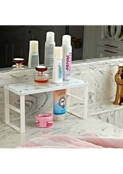 2 Adet Dolap Içi Düzenleyici Raf, Bardak Makyaj Rafı, Küçük Raf, Metal Ayaklı Dolap Içi Raf modelleri
