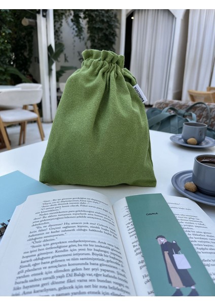 Soft Yeşil Çevre Dostu Bez Keten Büzgülü Ipli Düzenleyici Kese,makyaj Çantası,bez Poşet