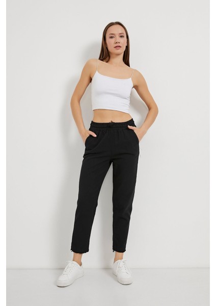 Paça Püsküllü Doğal Kumaş Rahat Fit Pantolon