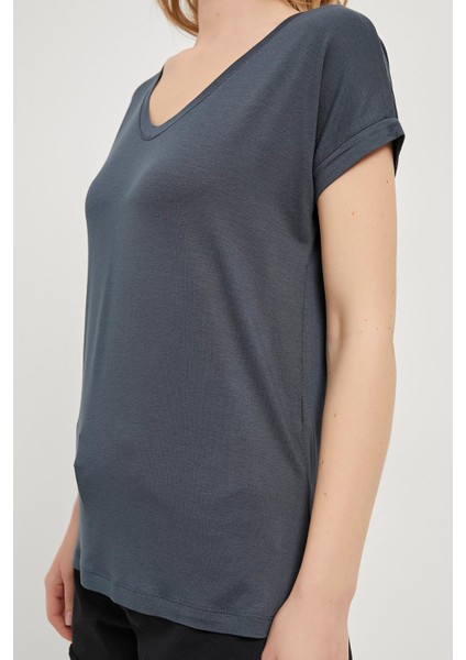 V Yaka Salaş Viskon T-Shirt fırsatları