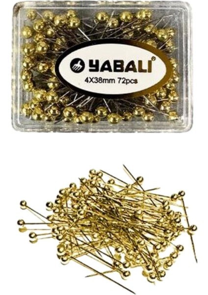 Büro Ev Ofis Hobi Atölyesi Için 72ADET 4X38MM Golden Toplu Iğne Seti