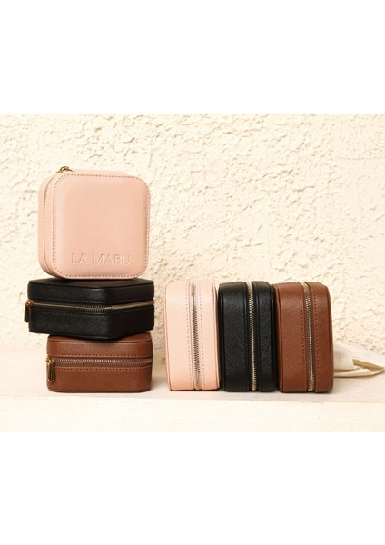 Düzenleyici Takı Mücevher Aksesuar Organizer Taba Renk Deri Taşınabilir Çantası indirimleri