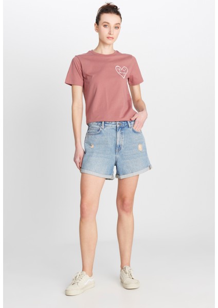 %100 Pamuk Regular Fit Normal Kesim Mavi Mini Denim Jean Şort