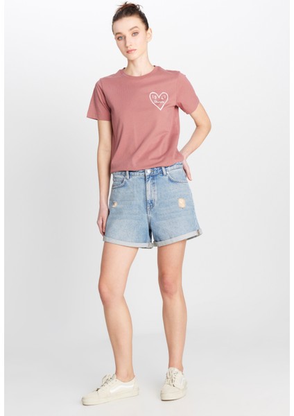 %100 Pamuk Regular Fit Normal Kesim Mavi Mini Denim Jean Şort