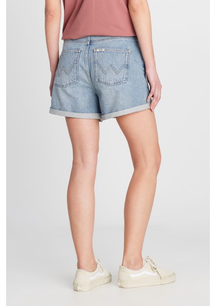%100 Pamuk Regular Fit Normal Kesim Mavi Mini Denim Jean Şort