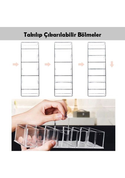 Tuva Reklam Takılıp Çıkarılabilir Bölmeli Makyaj Bakım Kutusu / Makyaj Organizeri ( Şeffaf Pleksi ) fırsatları