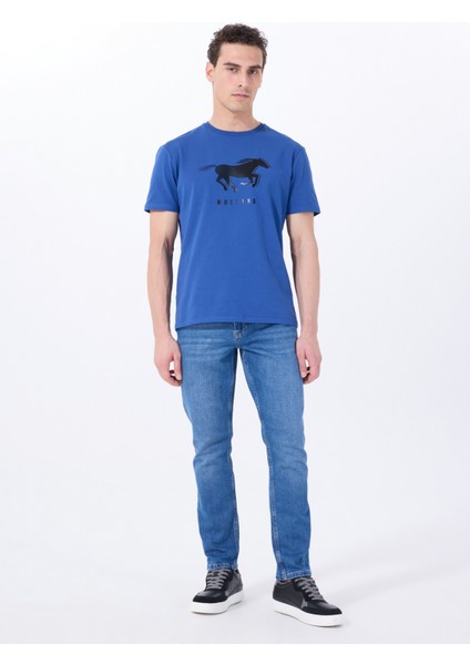 Bisiklet Yaka Baskılı Indigo Erkek T-Shirt M5SM-TST1285 fiyatları