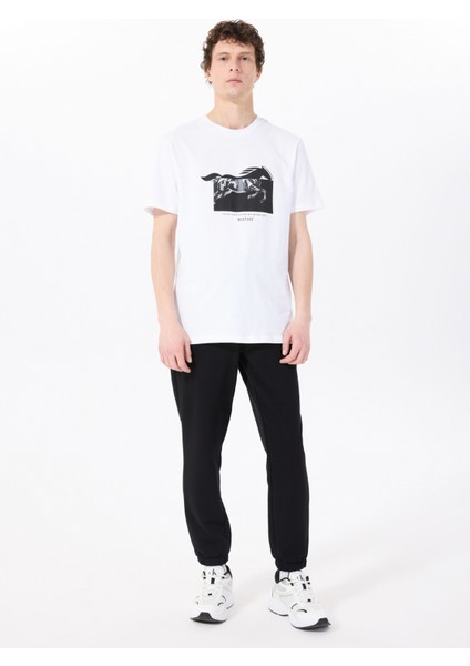 Bisiklet Yaka Baskılı Beyaz Erkek T-Shirt M5SM-TST1274 fiyatları