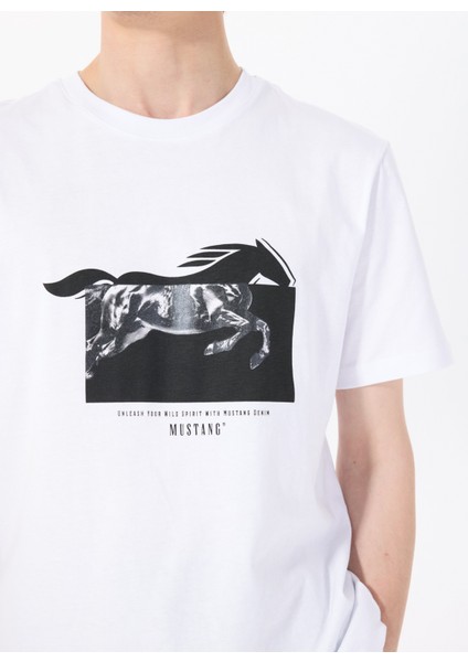 Bisiklet Yaka Baskılı Beyaz Erkek T-Shirt M5SM-TST1274 fırsatları