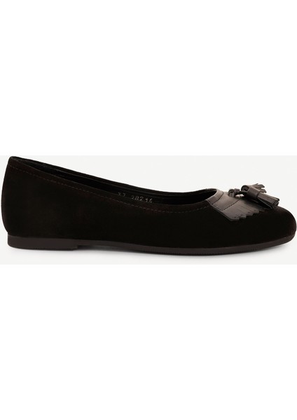 Püskül Detaylı Deri Babet