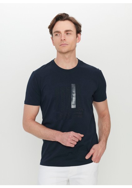Bisiklet Yaka Baskılı Lacivert Erkek T-Shirt ACE091252407_LAC modelleri