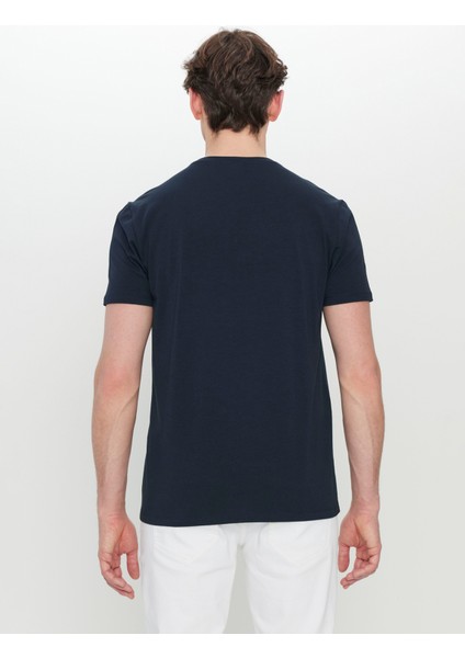Bisiklet Yaka Baskılı Lacivert Erkek T-Shirt ACE091252407_LAC indirimleri