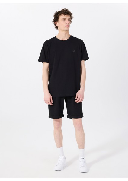 Bisiklet Yaka Baskılı Siyah Erkek T-Shirt M5SM-TST1297
