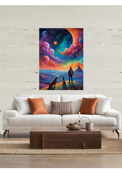 Karmalık Gökyüzü Manzarasına Bakan Adam Mdf Tablo fiyatları