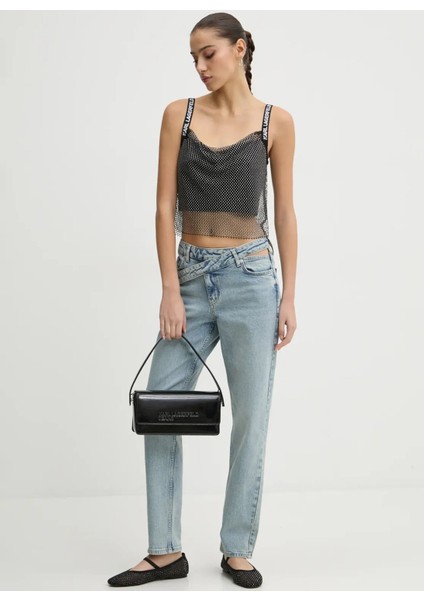 Jeans Degaje Yaka Düz Antrasit Kadın Bluz A1W11010