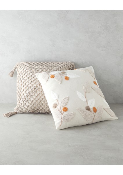 Handmade Kırlent Kılıfı 45x45 cm Bej