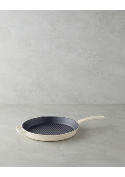 Hecha Demir Döküm Yuvarlak Grill Tava 28X4 cm Krem
