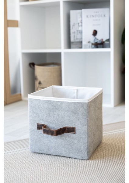 Keçe Dolap Içi Organizer Takı, Makyaj, Banyo, Ofis Düzenleyici Kapaklı Saklama Kutusu 30 x 30 x 30 cm