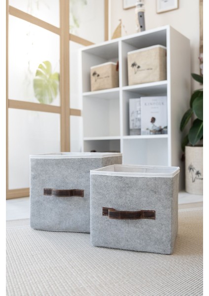 Keçe Dolap Içi Organizer Takı, Makyaj, Banyo, Ofis Düzenleyici Kapaklı Saklama Kutusu 30 x 30 x 30 cm