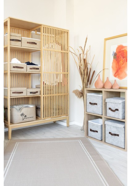 Keçe Dolap Içi Organizer Takı, Makyaj, Banyo, Ofis Düzenleyici Kapaklı Saklama Kutusu 30 x 30 x 30 cm
