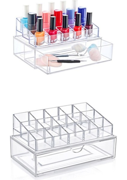 Akrilik Çekmeceli Çok Bölmeli Ojelik Seti