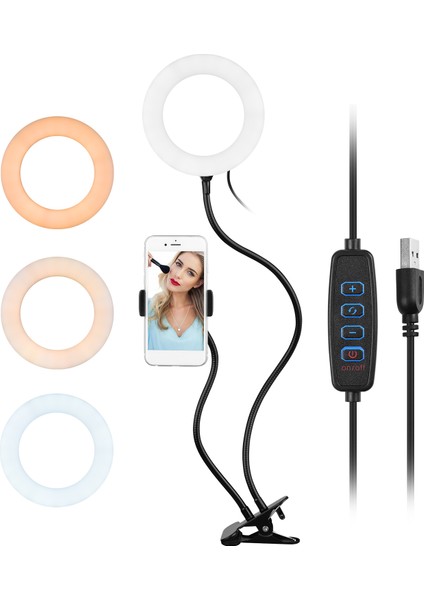 6 Inç Iki Ünlü LED Halka Işığı Metal Lastik Destekli Telefon Tutucu (Yurt Dışından) fiyatları