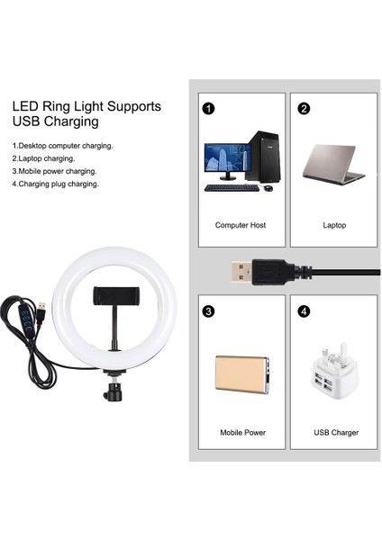 7.9 Inç Eğri Yüzeyli Aydınlatma Ayarıyla USB Şarjlı Halka Işık (Yurt Dışından) fiyatları