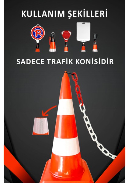75 cm Esnek Trafik Konisi – Çift Reflektörlü, Dayanıklı ve Kırılmaz
