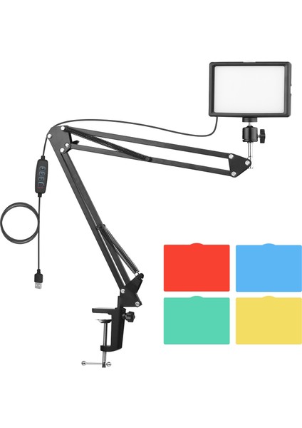 Masaüstü USB Video Konferans Aydınlatma Seti 3200K - 5600K Parlaklık Ayarlanabilir 360° Dönebilen (Yurt Dışından)