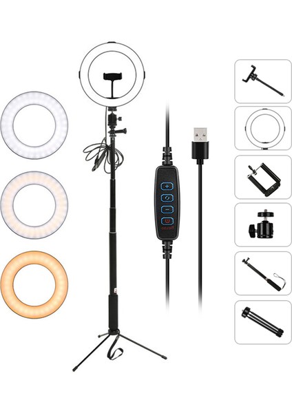20 cm 8 Inçlik Dimmerli 3 Aydınlatma Modu USB Ile Güçlendirilen LED Halka Işığı (Yurt Dışından)