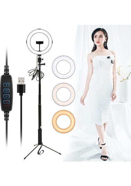 20 cm 8 Inçlik Dimmerli 3 Aydınlatma Modu USB Ile Güçlendirilen LED Halka Işığı (Yurt Dışından) fiyatları