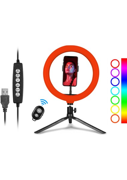 10 Inç Rgb Çember Işığı 2800K - 6500K Doyulabilir USB Ile Beslenir (Yurt Dışından)