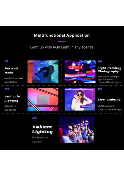Rgb Cep LED Video Işığı 2500K - 9000K Parlaklık Ayarlanabilir CRI95+ (Yurt Dışından) fiyatları
