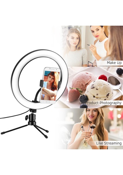 10 Inçlik LED Halka Işığı 3 Aydınlatma Modu Parlaklık Ayarlanabilir (Yurt Dışından) fiyatları