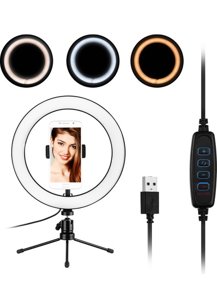 10 Inçlik LED Halka Işığı 3 Aydınlatma Modu Parlaklık Ayarlanabilir (Yurt Dışından) modelleri