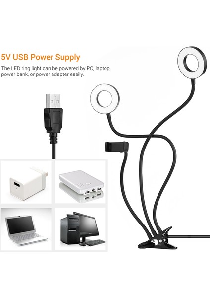 3,5 Inç Kırılabilir Mini USB Halka Işığı 3 Aydınlatma Modu Esnek Kollar (Yurt Dışından) fırsatları