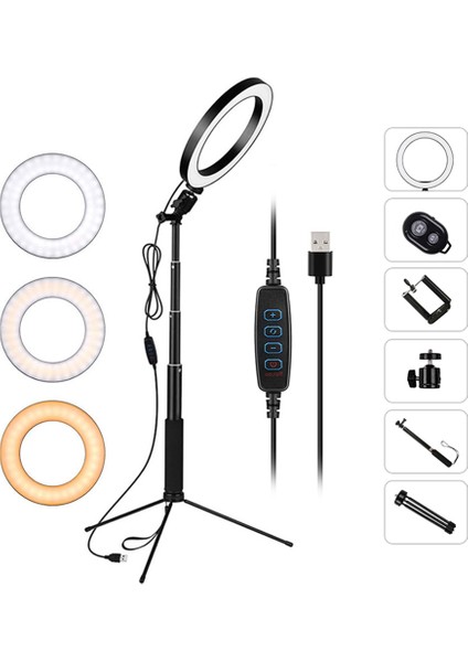 26 Cm/10 Inç 3 Aydınlatma Modu USB Ile Beslenen Aydınlatma Düzeyini Ayarlayabilen LED Halka Işığı (Yurt Dışından) indirimleri