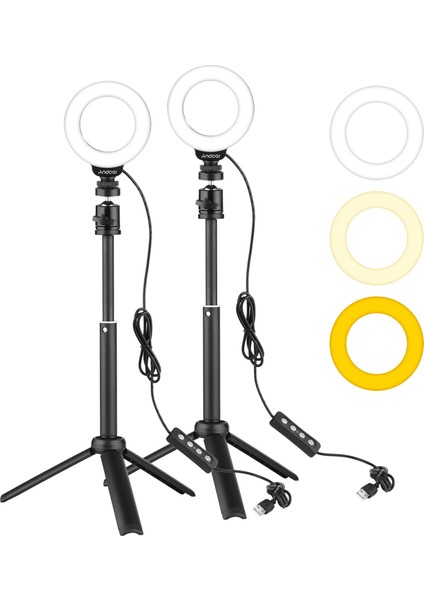 Mini 4 Inçlik LED Halka Işık Seti 3200K - 6500K Aydınlatma Ayarlı USB ile Çalıştırılabilir Canlı Yayın Için (Yurt Dışından)