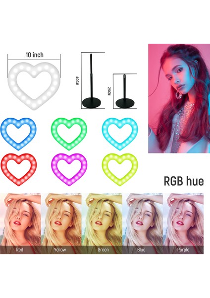 10 Inç Rgb Kalp Şeklinde LED Doyma Işığı Aydınlatma Seviyesi Ayarlanabilir USB Güçlü (Yurt Dışından) fırsatları