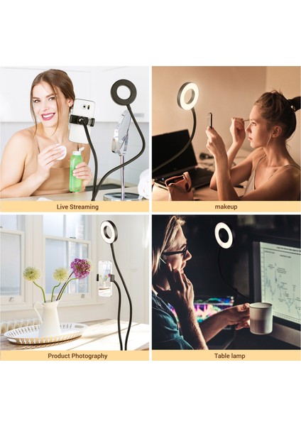 3.5 Inç Mini LED Halka Işığı 3 Aydınlatma Modu Videokonferans Için Esnek Kol Tasarımı (Yurt Dışından) modelleri