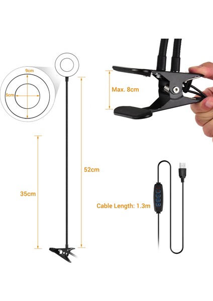 3.5 Inç Mini LED Halka Işığı 3 Aydınlatma Modu Videokonferans Için Esnek Kol Tasarımı (Yurt Dışından) indirimleri
