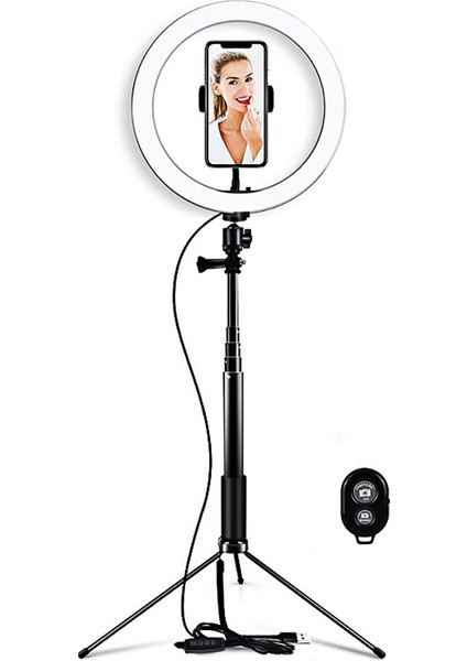 20 cm Fotoğrafçılık Için Katlanabilir Tripod Stand ve Telefon Tutucu ile LED Işıklandırma Halka Lambası (Yurt Dışından)