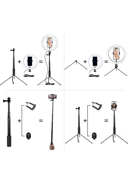 20 cm Fotoğrafçılık Için Katlanabilir Tripod Stand ve Telefon Tutucu ile LED Işıklandırma Halka Lambası (Yurt Dışından) modelleri