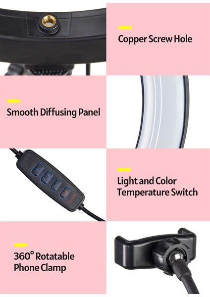 8 Inç Halka Işığı USB ile Çalıştırılabilir Sonsuz Aydınlatma Ayarlamalı (Yurt Dışından) fiyatları